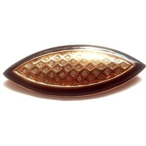 Vintage Gold-Tone Monet Black Enamel Clear Rhinestone Basket-Weave Brooch Pin
